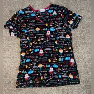 Christmas Holiday Fitted Womens Scrubs Top - Scrubstar size XS